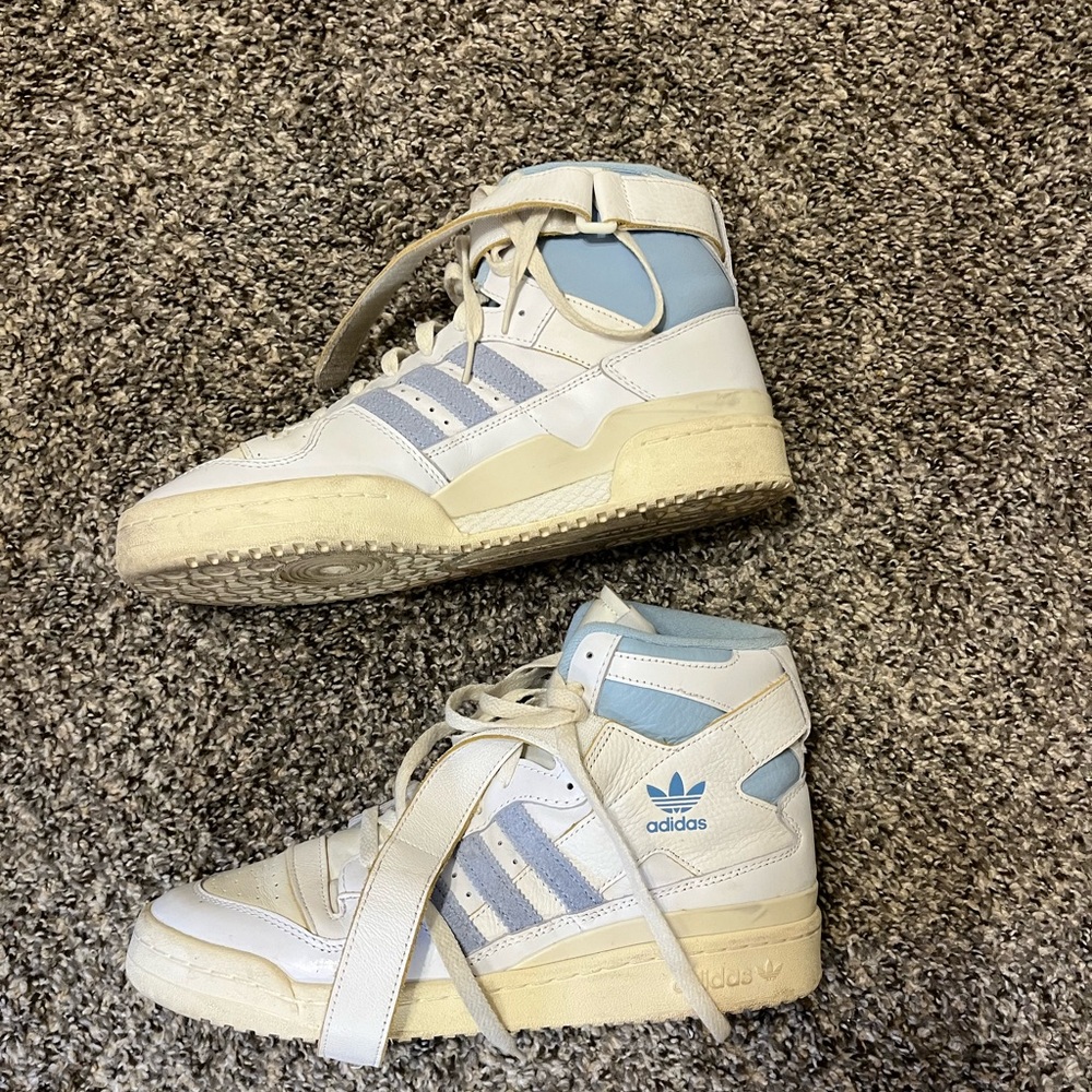 Adidas High-Top Sneakers - White and Light Blue